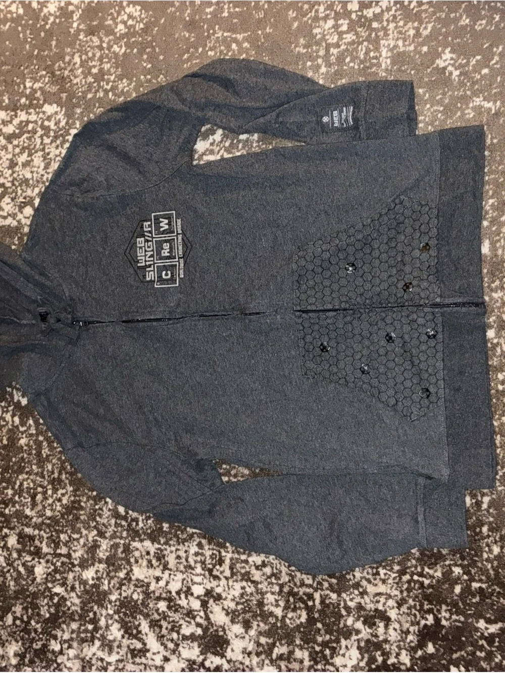 Spider Man Marvel Man’s Dark Gray Full-Zip Hooded Sweater